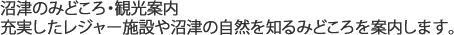 沼津のみどころ･観光案内　充実したレジャー施設や沼津の自然を知るみどころを案内します